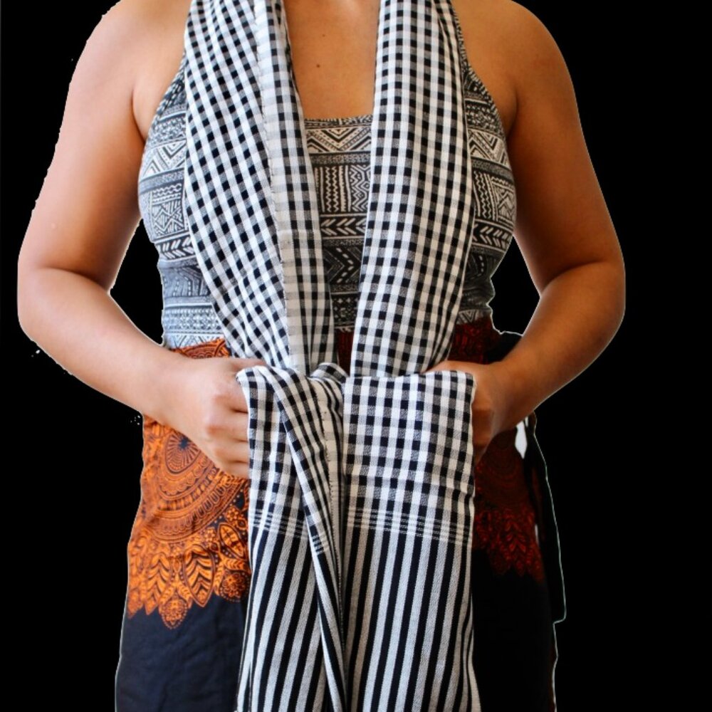 Kroma / Krama Cambodian Scarf handmade cotton 72'' x 25''